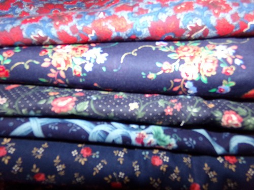 Calico fiori rose blu navy - blu,